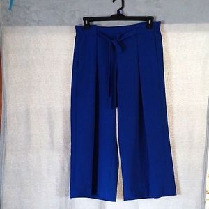 KAARI Blue Women's Size 12 Tied Wide Leg Royal Blue Capri Pants.